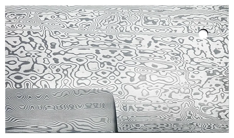 Etched Stainless Damascus Billet in Wild Pattern
