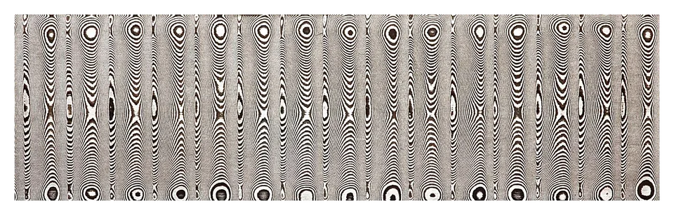 Etched Carbon Damascus Billet in Band (Ladder) Pattern