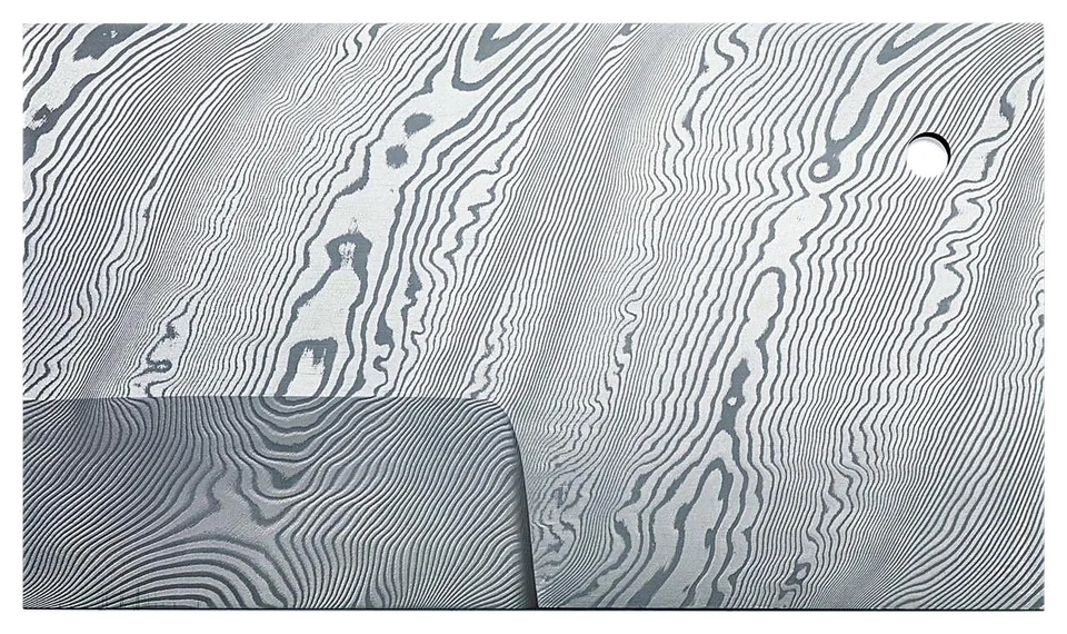 Etched Stainless Damascus Billet in Torsion (Twist) Pattern