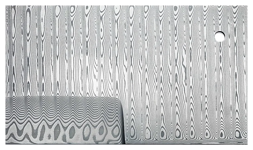 Etched Stainless Damascus Billet in Band (Ladder) Pattern