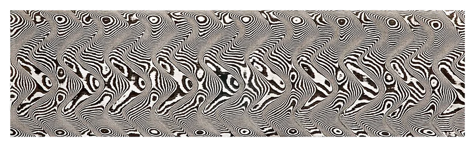 Etched Carbon Damascus Billet in Herringbone (Wave) Pattern