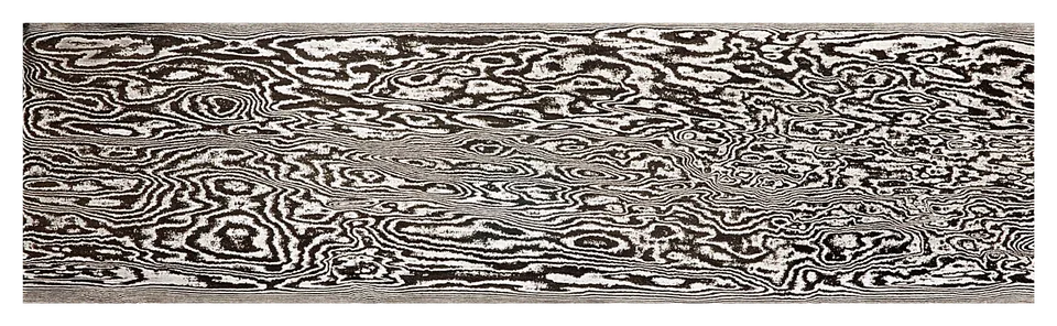 Etched Carbon Damascus Billet in Wild Pattern